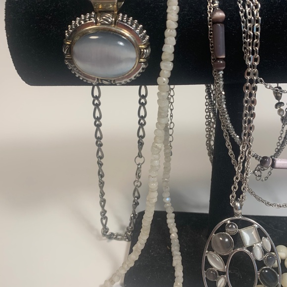 Lot of 6 Smoky Grey & Dusty Purple Mix & Match Glass, Stone, Shell Necklaces - Picture 3 of 15